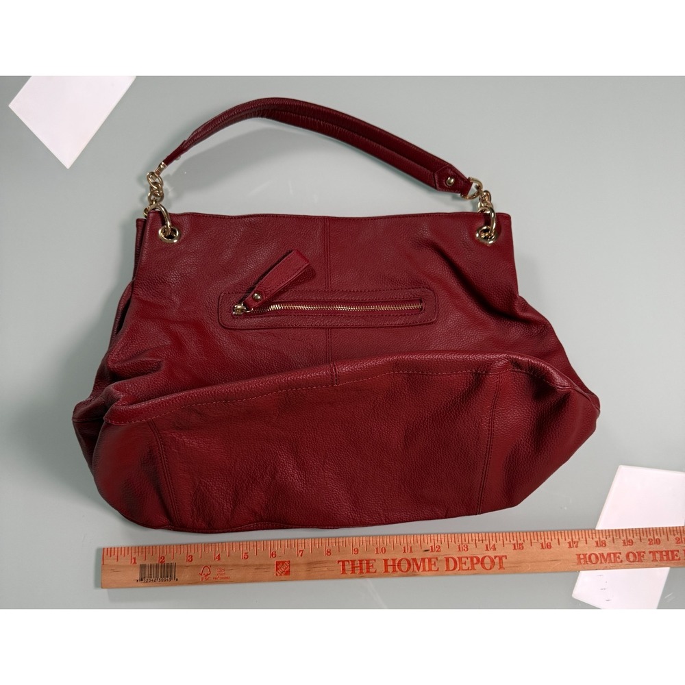 Cuore & Pelle Brand Italian Red Leather Shoulder Bag Gold Tone Chain Hard wear - Picture 10 of 11
